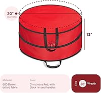 Vista 3 de Nakior Bolsa de almacenamiento de corona doble de Navidad, contenedor de almacenamiento de corona de Navidad de 30 pulgadas, almacena 2 coronas