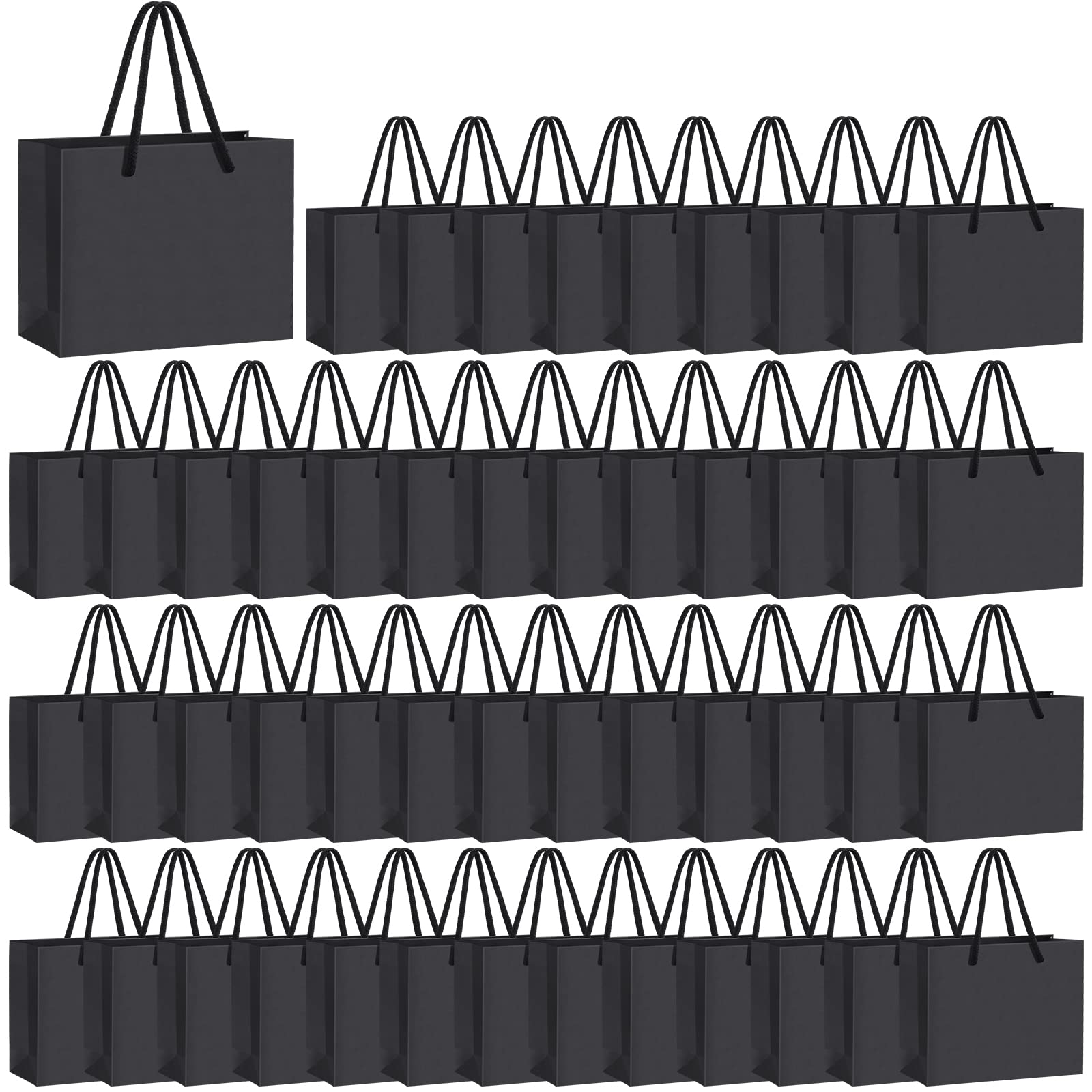 Schwarze Geschenktüten, 9.9x12.9x5.9 cm, Papier-Geschenktüten, extra kleine Geschenktüte mit Griffen, kleine Mini-Geschenktüten für kleine Geschenke, Einkaufen, Veranstaltungen, Feiertage (50 Stück)