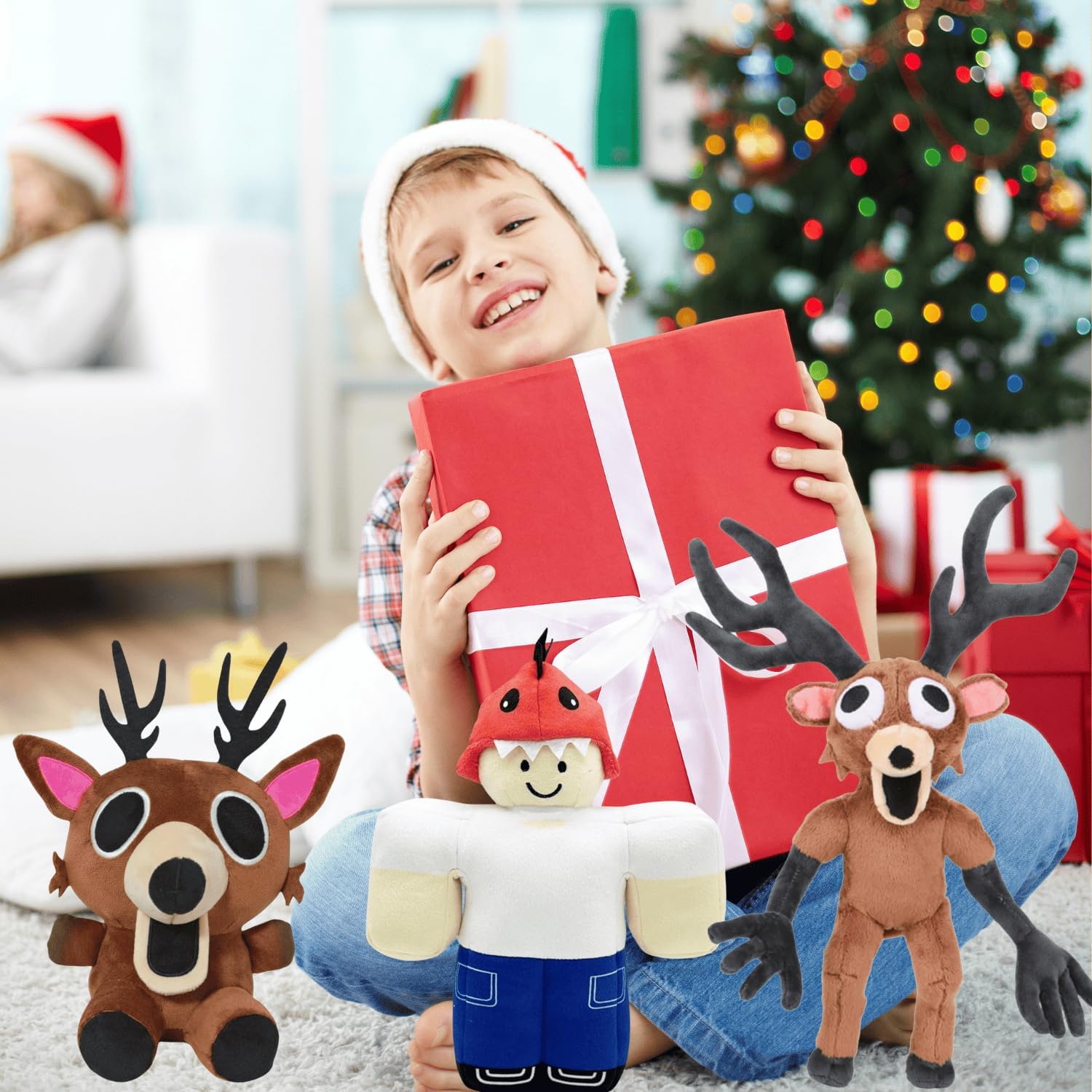 SUPERBE 99 Nights in The Forest Plush Toys, 9 Inch 99 Night in The Forest The Deer Monster Stuffed Animals Plushies, Collectible Stuffed Toy for Fans and Kids Christmas Birthday Gifts (Brown Pink)