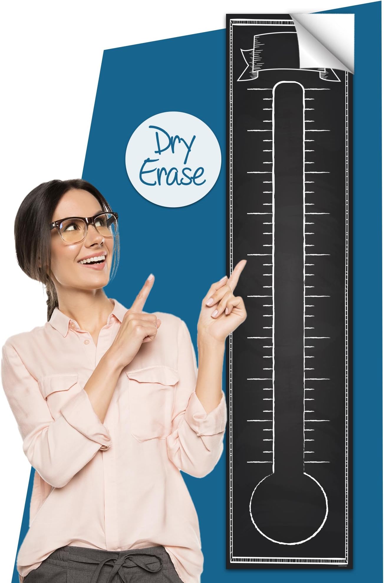 Fundraising Goal Thermometer Chart - 11" x 48", Reusable, Dry Erase Goal Tracker - Great for Schools, Churches, Offices & Charities