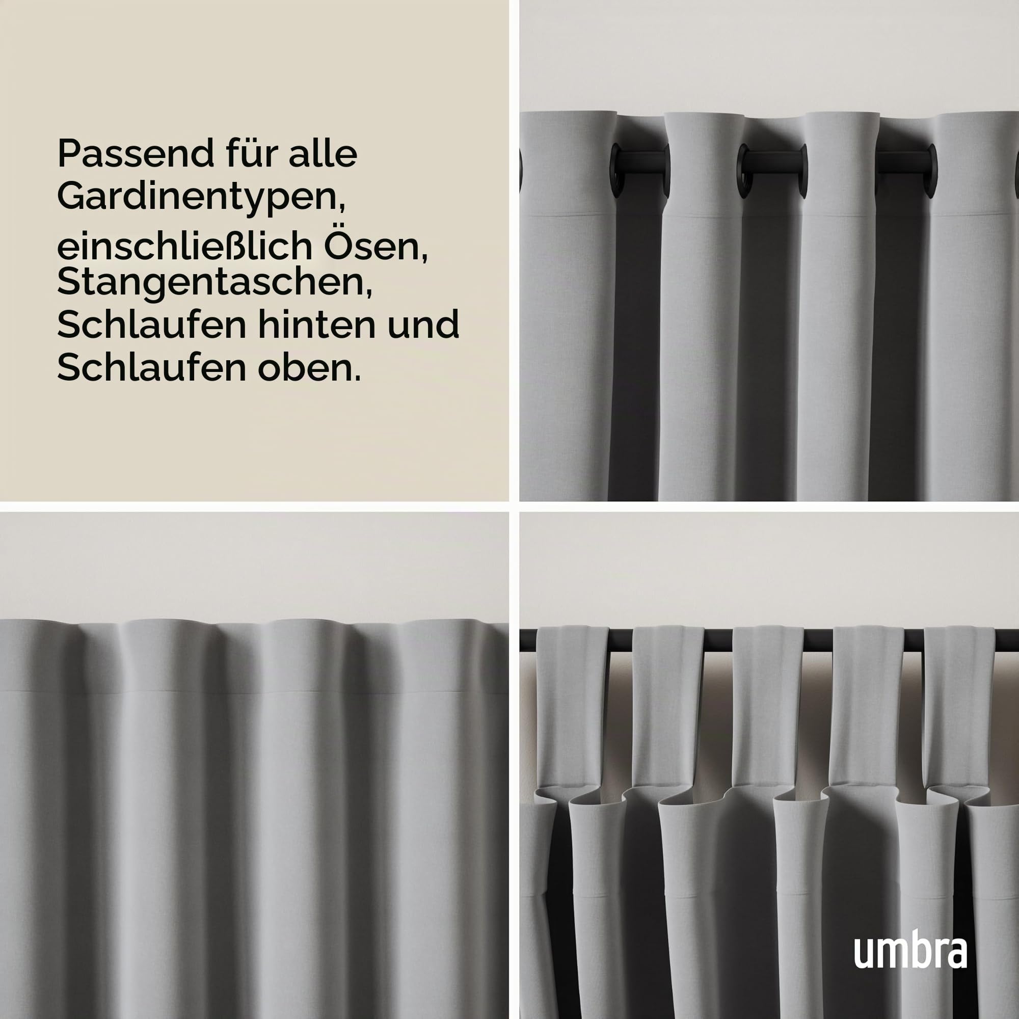 Umbra Midnight Doppel Gardinenstange, Ausziehbar, 107-306 cm, Nickel