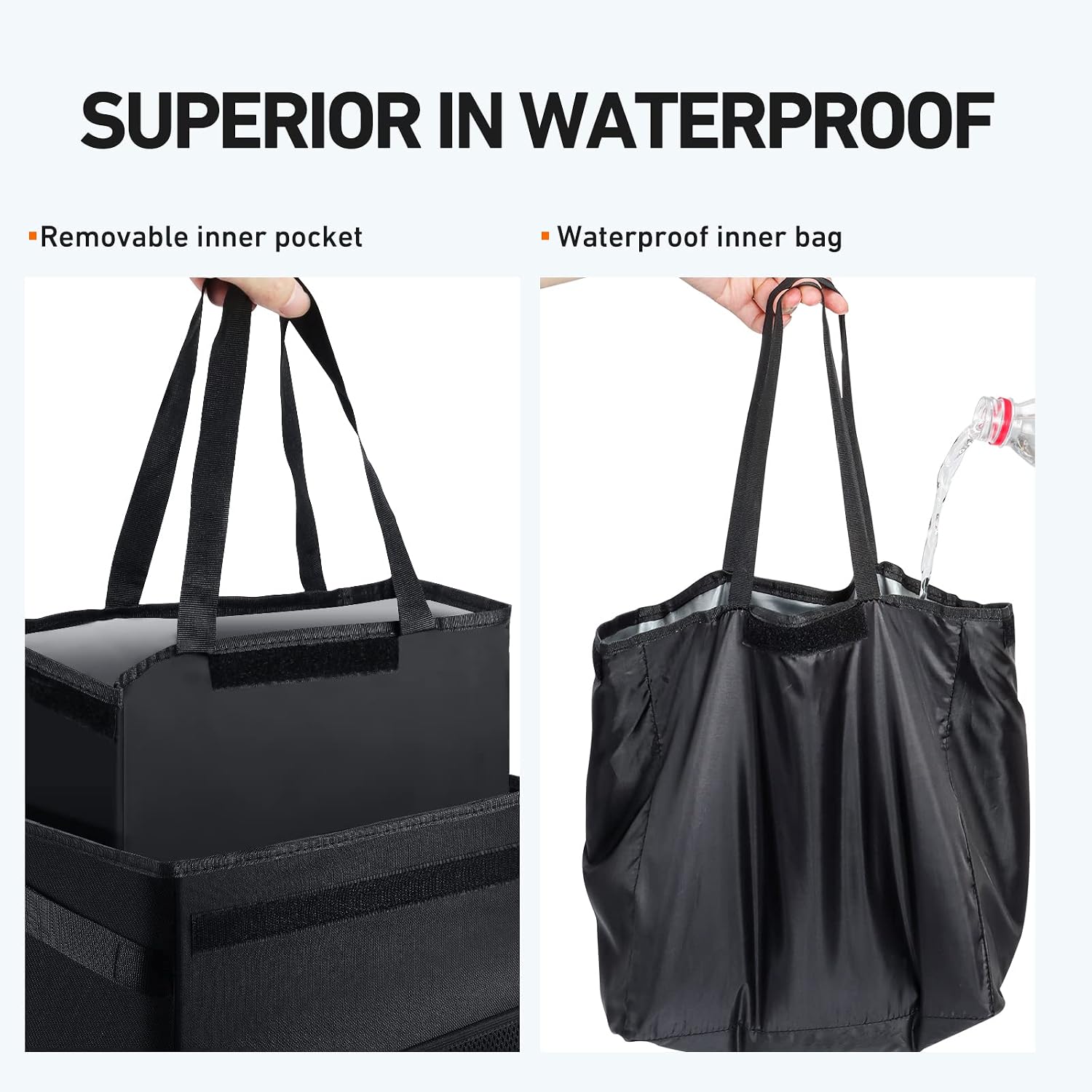 AstroAI Car Trash Can with Lid and Storage Pockets, Leak-Proof Waterproof Car Garbage Can Large Opening, Multipurpose Folding Trash Bin for Car