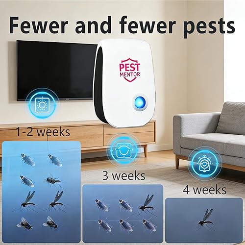 Miniatura 5 de Repelente ultrasónico de control de plagas, paquete de 10 unidades, enchufe electrónico repelente de plagas en interiores para insectos, cucarachas,