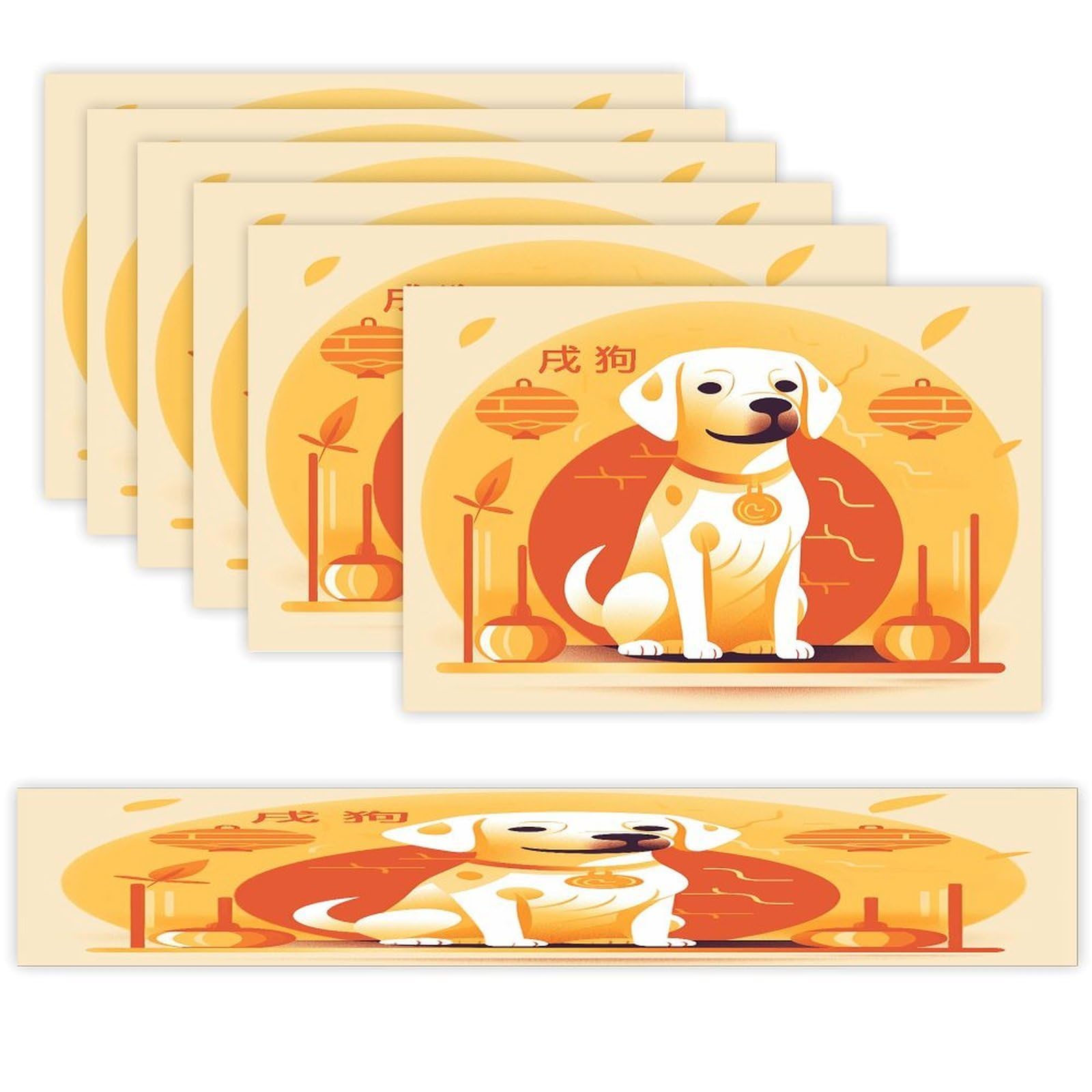 A Dog Sitting Table Runner and Placemats Set of 6 Wipe Clean Heat Resistant Table Mat with Table Runner Decorations Flax Linen Place Mat Set for Home Kitchen Party Supplies