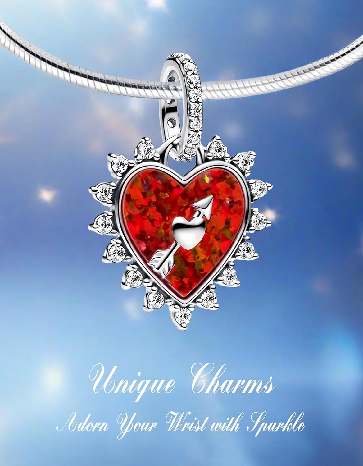 925 Sterling Silver Bead Charm Love Heart Family Charms Fit for Pandora Bracelets and Necklaces Christmas Dangle Pendant for Women Jewelry, Valentine's Day Birthday Gift - Image 3