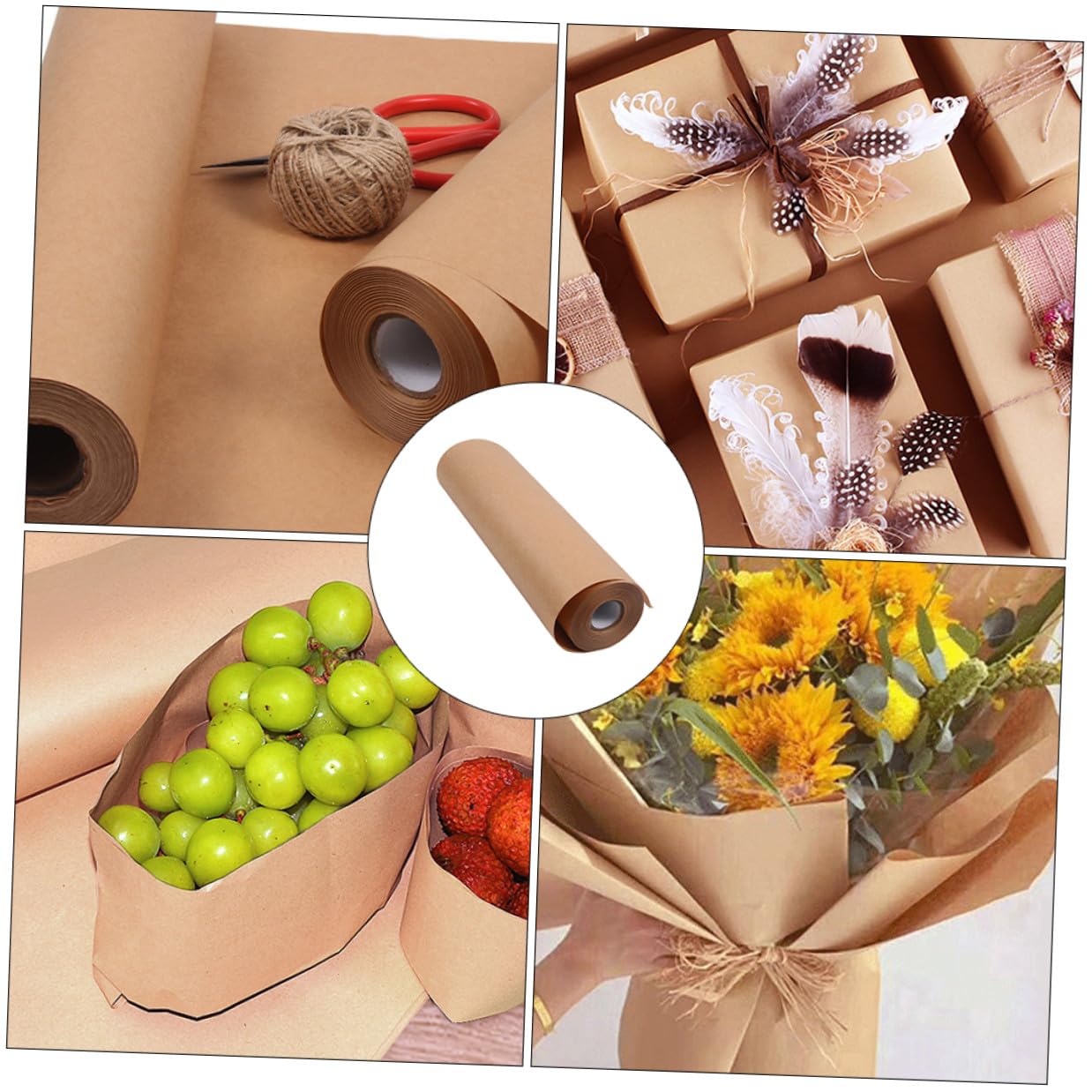 HOODANCOS Papel Kraft para Embalaje y Papel Decorativo para Manualidades, Uso Versátil para Envolver Regalos y Ramos, Rollo de 0,45x30 M en Color Marrón, Adecuado para Proyectos DIY