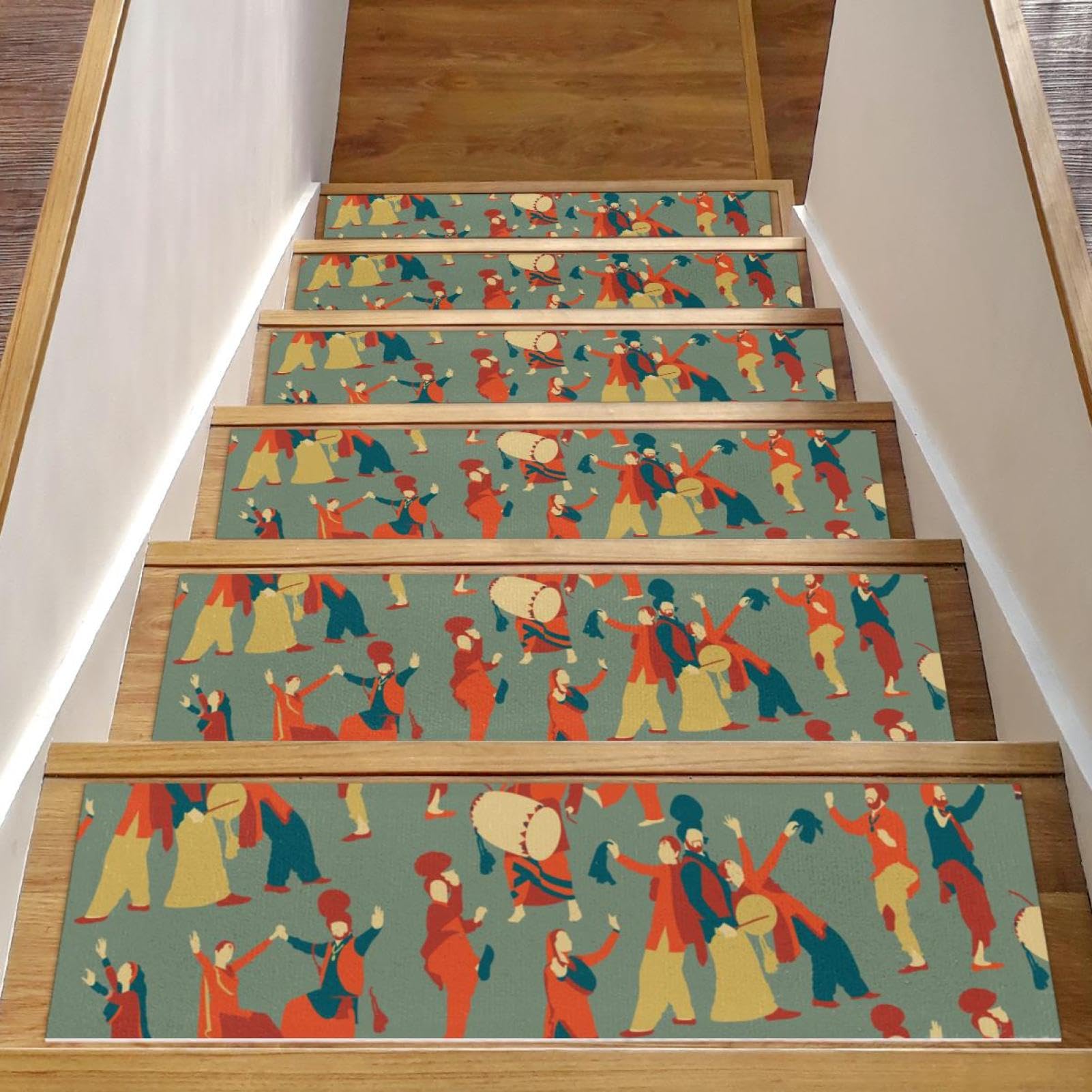 Tapis d'escalier antidérapants pour marches en bois, protection enfants et chiens 76x20 cm