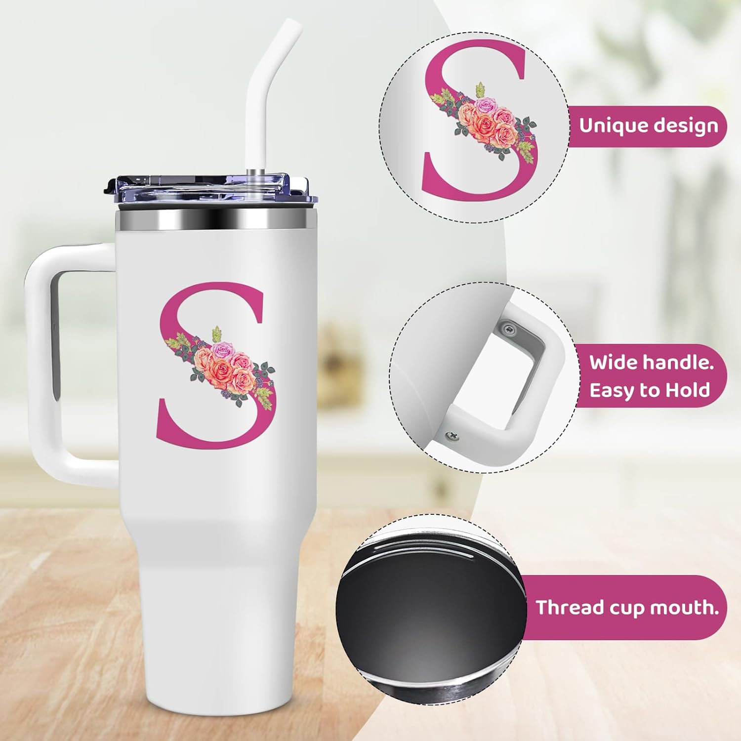 Personalized Gifts for Women,Birthday Gift for Sister,Wife,Best Friend,Monogrammed Customized Gifts,Travel Tumbler,Iced Coffee Tumbler,for Christmas,Halloween-S - Image 3