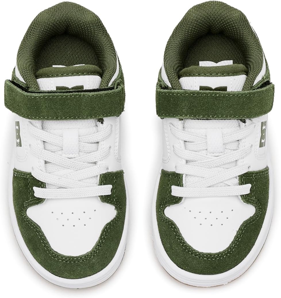 DC Manteca 4 V (Little Big Kid) Skate Shoe, Olive/White/Gum, 11 US Unisex