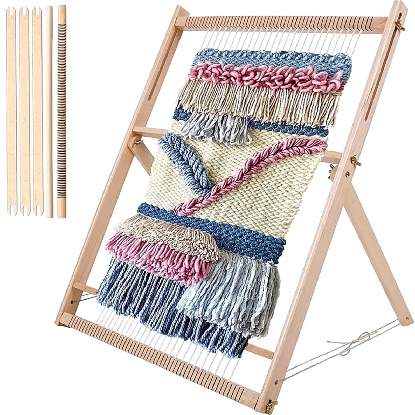 Strickliesel Erwachsene 1 Stück Holz-DIY-Web- und Strickwebstuhlmaschine, Holzrahmen-Strickwerkzeug, Herstellung von Dekorations-Quasten-Tapisserie- und Teppich-Nähwerkzeugen(47 * 60 cm)