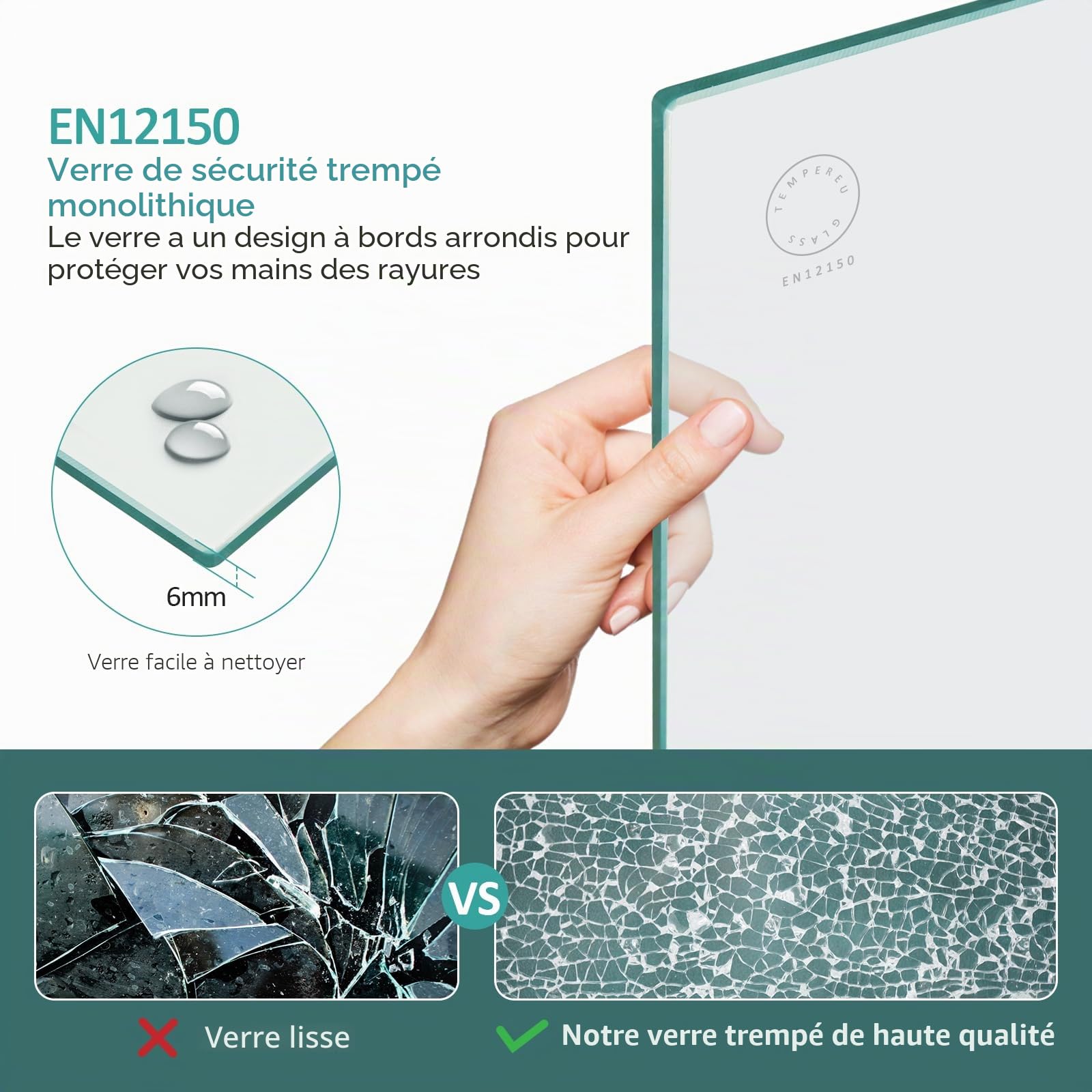 EMKE Paroi de douche pour baignoire, 100 x 140 cm, en 2 parties, pliable, en verre de sécurité, 6 mm, paroi de douche pour baignoire