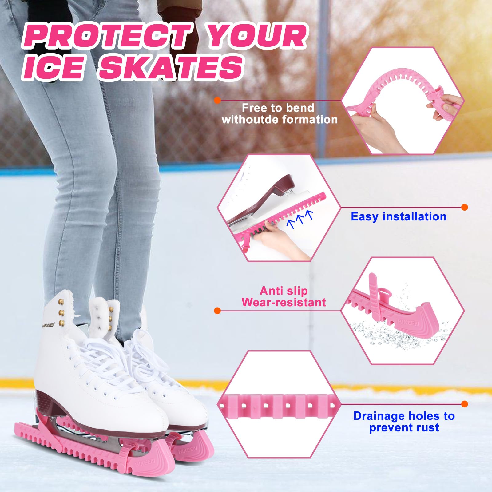 BOOSTEADY Protector de Patines de Hielo, Protector de Cuchilla Ajustable Protector de Cuchilla para Patines de Hockey sobre Hielo, Protectoras para Patines de Hielo