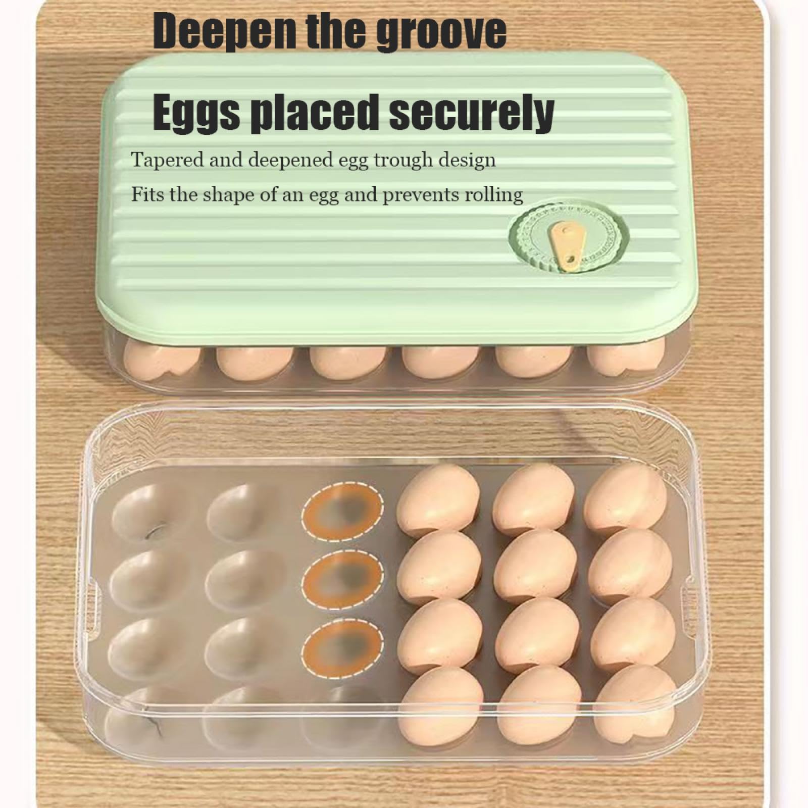 Caja de Almacenamiento de Huevos de 24 Rejillas,Soporte para Huevos para refrigerador,Almacenamiento de Huevos para encimera,Organizador de Huevos,Dispensador de Huevos para refrigerador