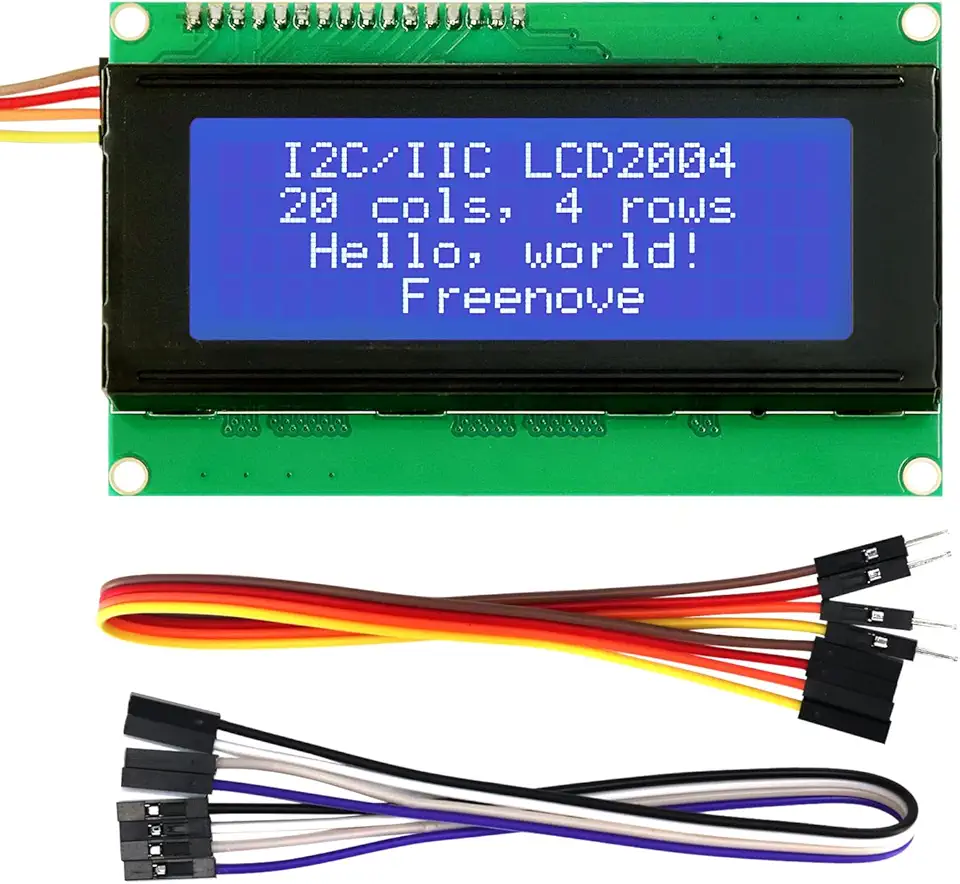 Freenove I2C LCD 2004 Module, IIC TWI Serial 20x4 Display, Compatible with Arduino Raspberry Pi Pico ESP32 ESP8266