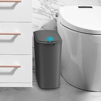 Cesun Automatic Small Bathroom Trash Can with Lid, 2.6 Gallon, Grey