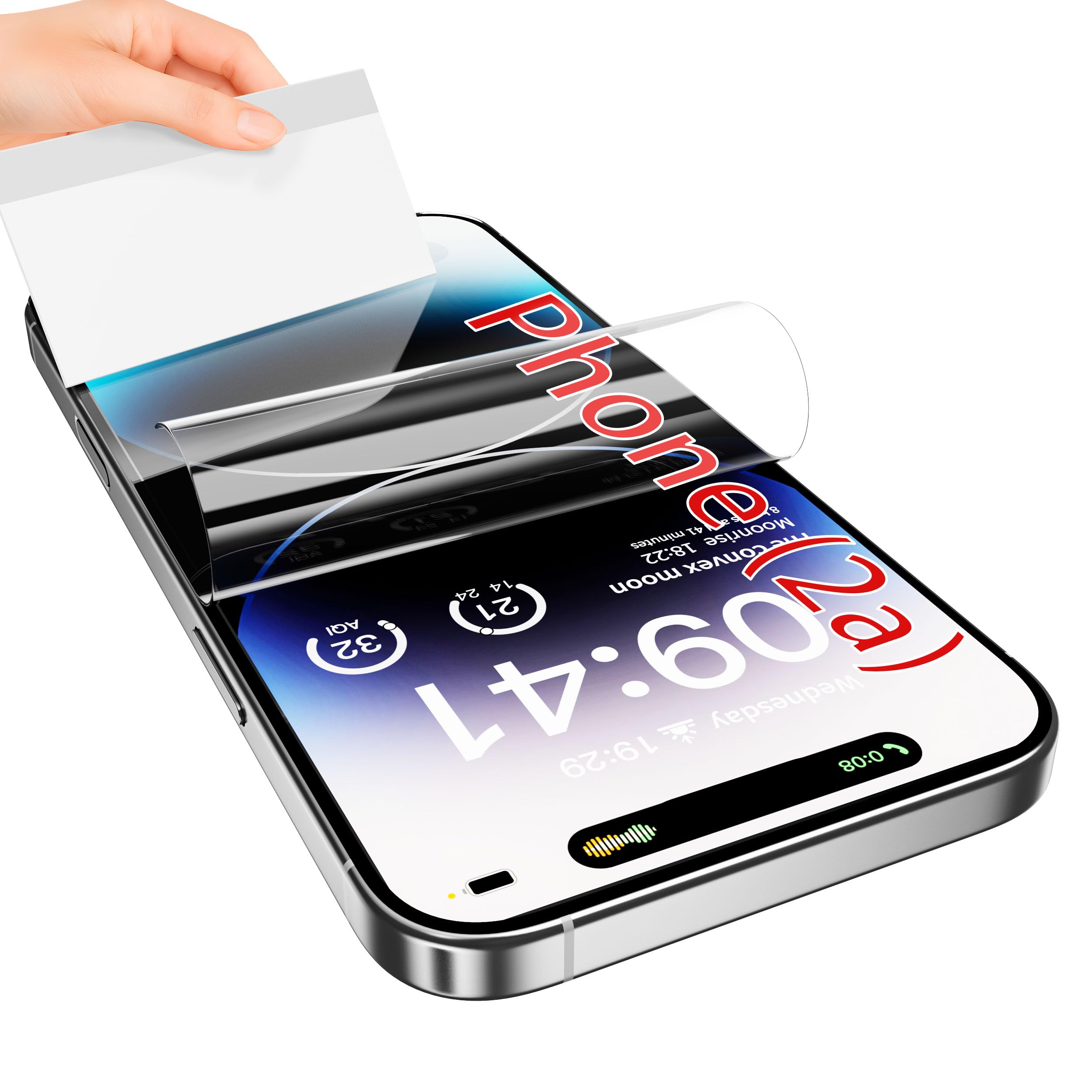 JUVENPROTO 3 Stück TPU Displayschutzfolie, Entsperren per Fingerabdruck, HD, kratzfest, blasenfrei, ultradünn, einfache Installation