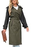 Women's Trench Coat Long Loose Jacket Spring Fall Overcoat with Belt