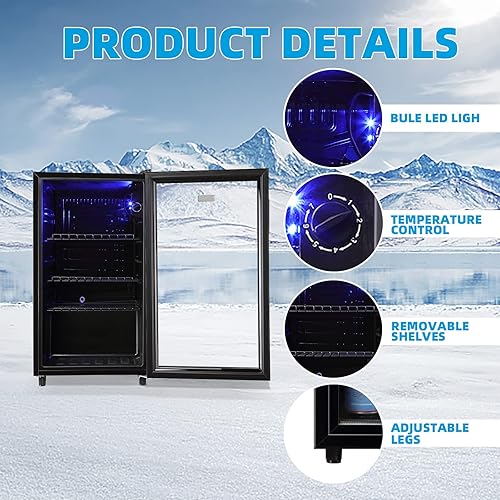 Miniatura 6 de WANAI Mini refrigerador de 125 latas refrigerador de bebidas puerta de vidrio enfriador de bebidas para cervezas exprimidor de vino estantes