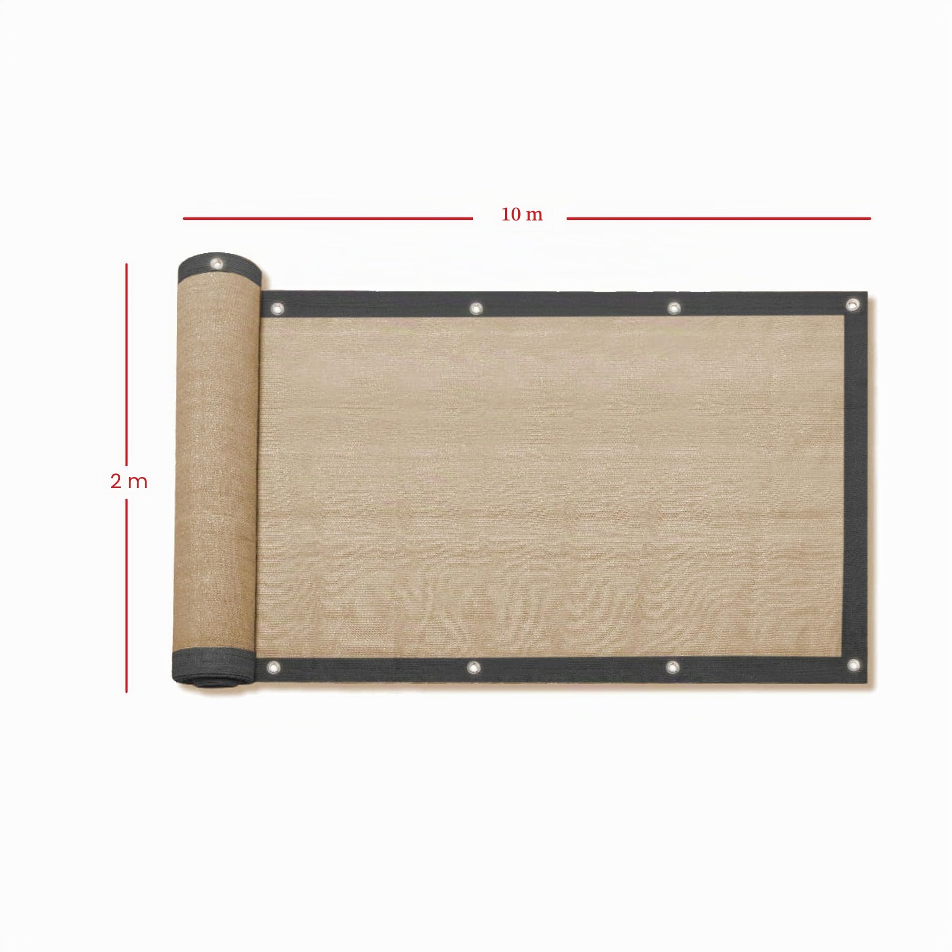Rebecca Mobili Brise-Vue Jardin, Couverture de Clôture, Beige, Polyéthylène Hdpe Anti UV, avec Œillets en Aluminium, Protection de la Vie Privée Vent Poussière - Dimensions: 2x10 m - Art. RE7006