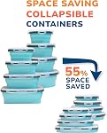 Lunememo 8 Pack Collapsible Silicone Food Storage Containers with Lids, Freezer & Dishwasher Safe, Foldable Lunch Box for Camper, Leftovers, Snacks, Meals, Blue