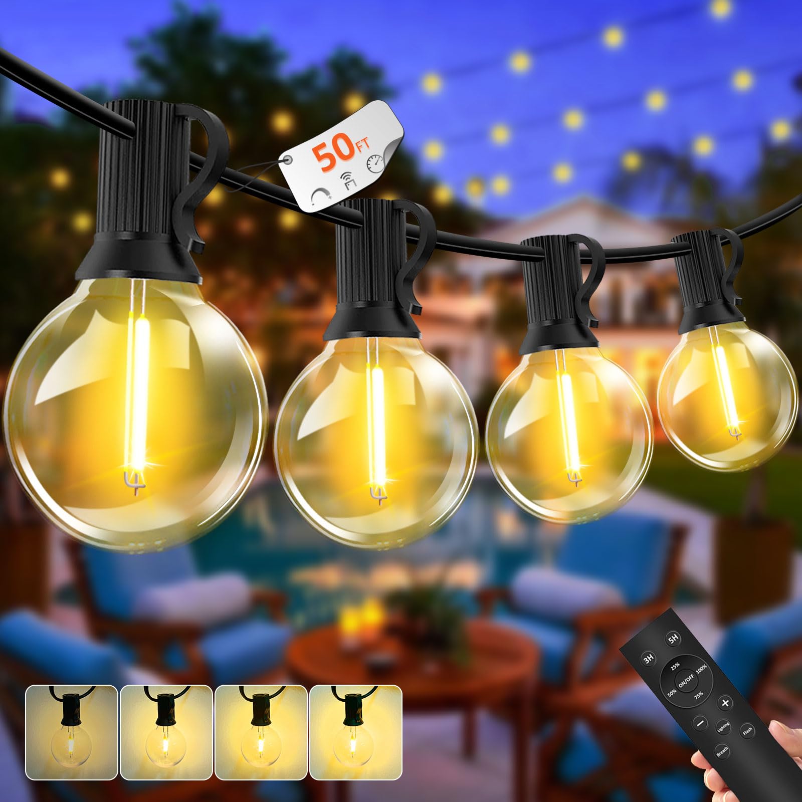 Lights4fun Lichtsnoer voor buiten, 7,25 m, met 30 ledlampen