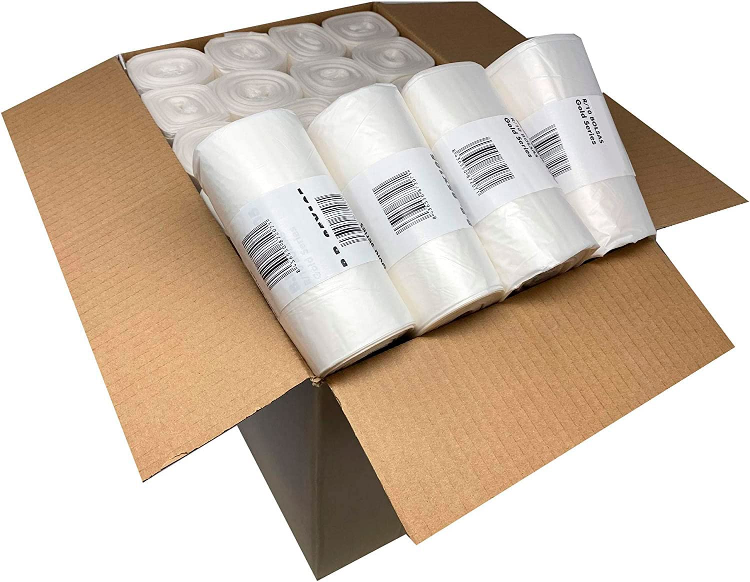 Clim Profesional 480 Bolsas de Basura Blanca Cubo Grande Comunidad de 100L. Sacos de Basura muy Resistentes con Termosellado Antigoteo. Caja de 48 Rollos con 10 uds cada uno.