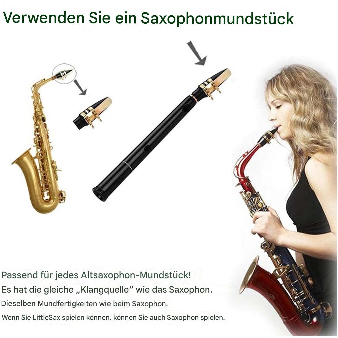 Saxo de viaje, saxofón de viaje Clave C de 8 hoyos Saxofón portátil | Instrumento de viento de madera para niños Amateurs Amateurs Music Lovers, herramienta de práctica compacta con juncos y