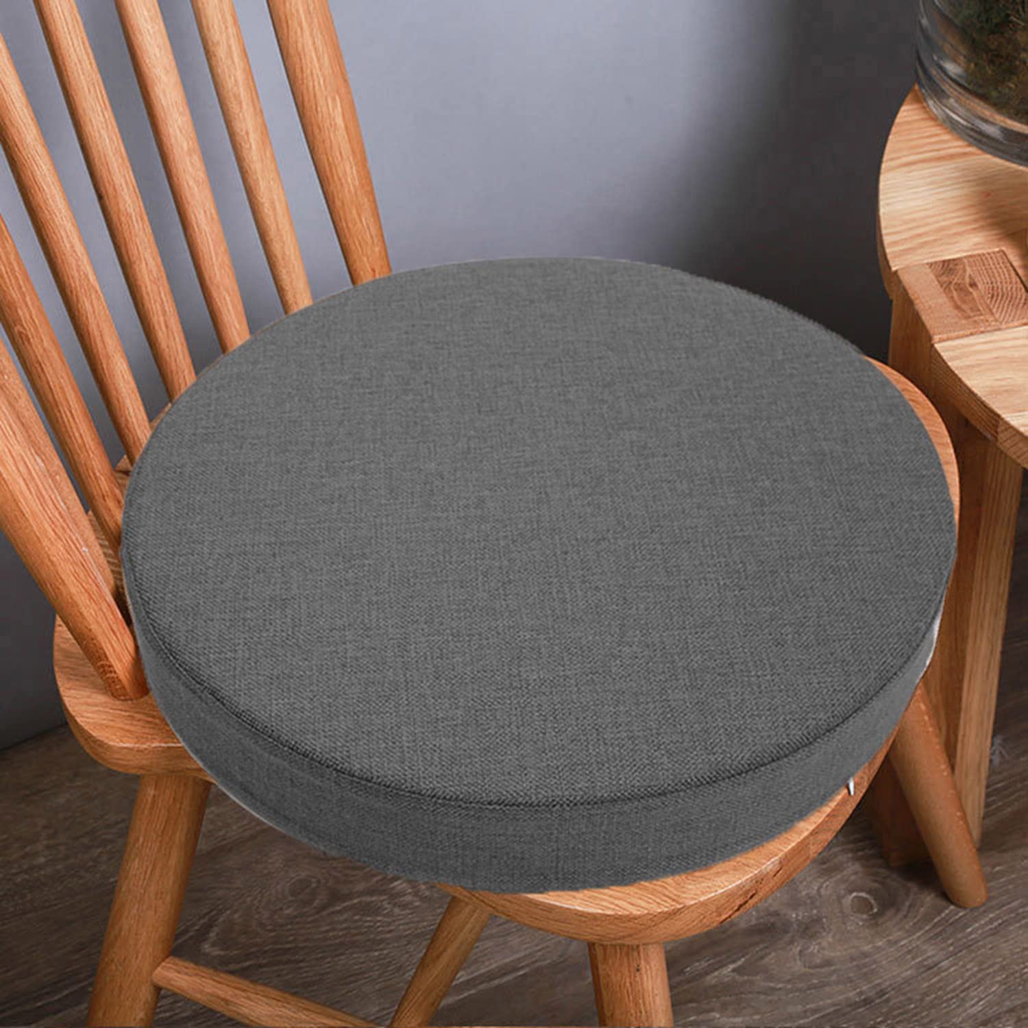 Waigg Kii Thicked 3/5/8cm Chair Pad Cushion,Dining Chair Cushions Seat Pad Round 40/45cm Soft Chair Pads for Indoor Office Patio Garden (35x35x5cm,Dark grey)