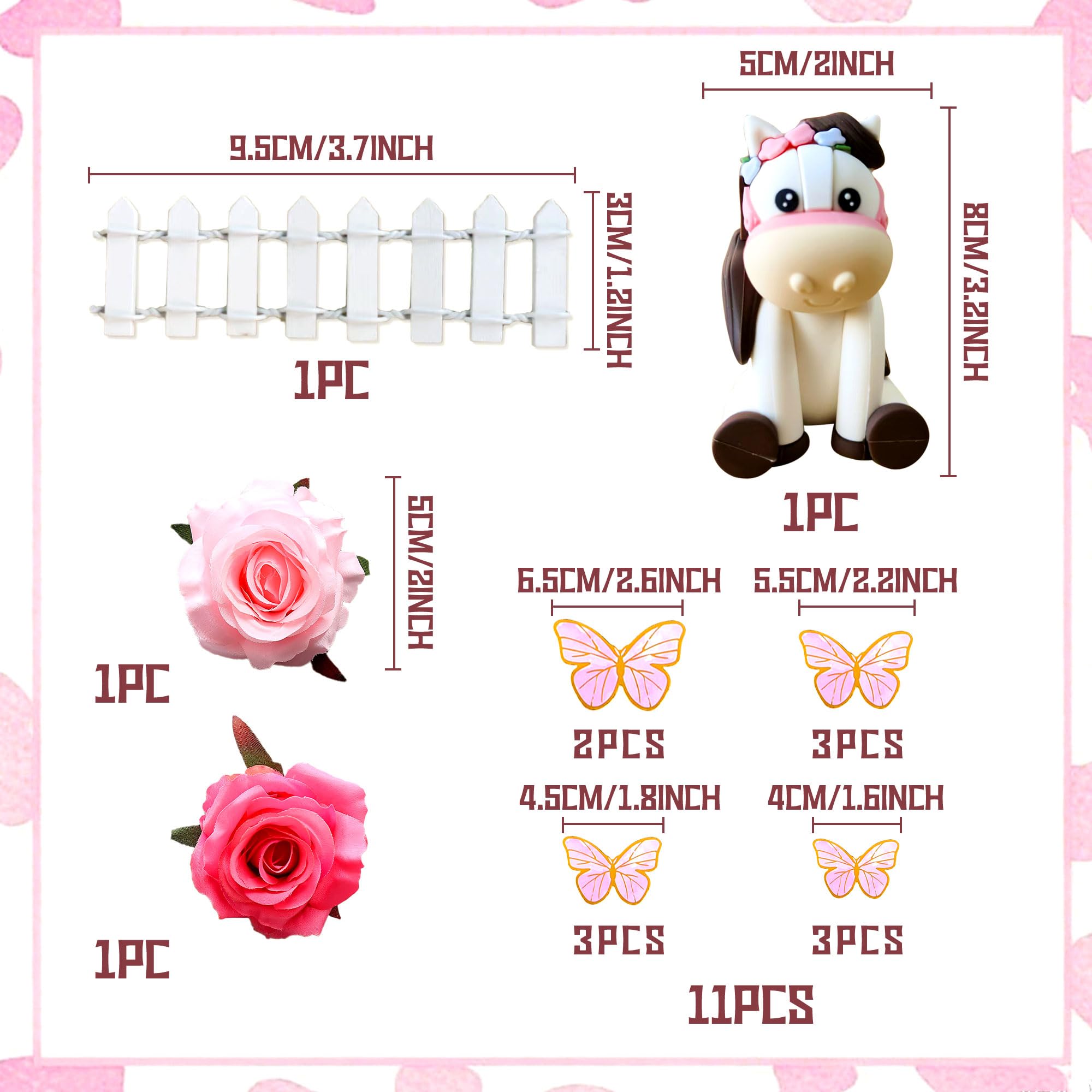 JeVenis Floral Horse Cake Decoration Cowgirl Cake Topper Girls Horse Party Decorations Horse Racing for Western Cowgirl Birthday Baby Shower - Image 2
