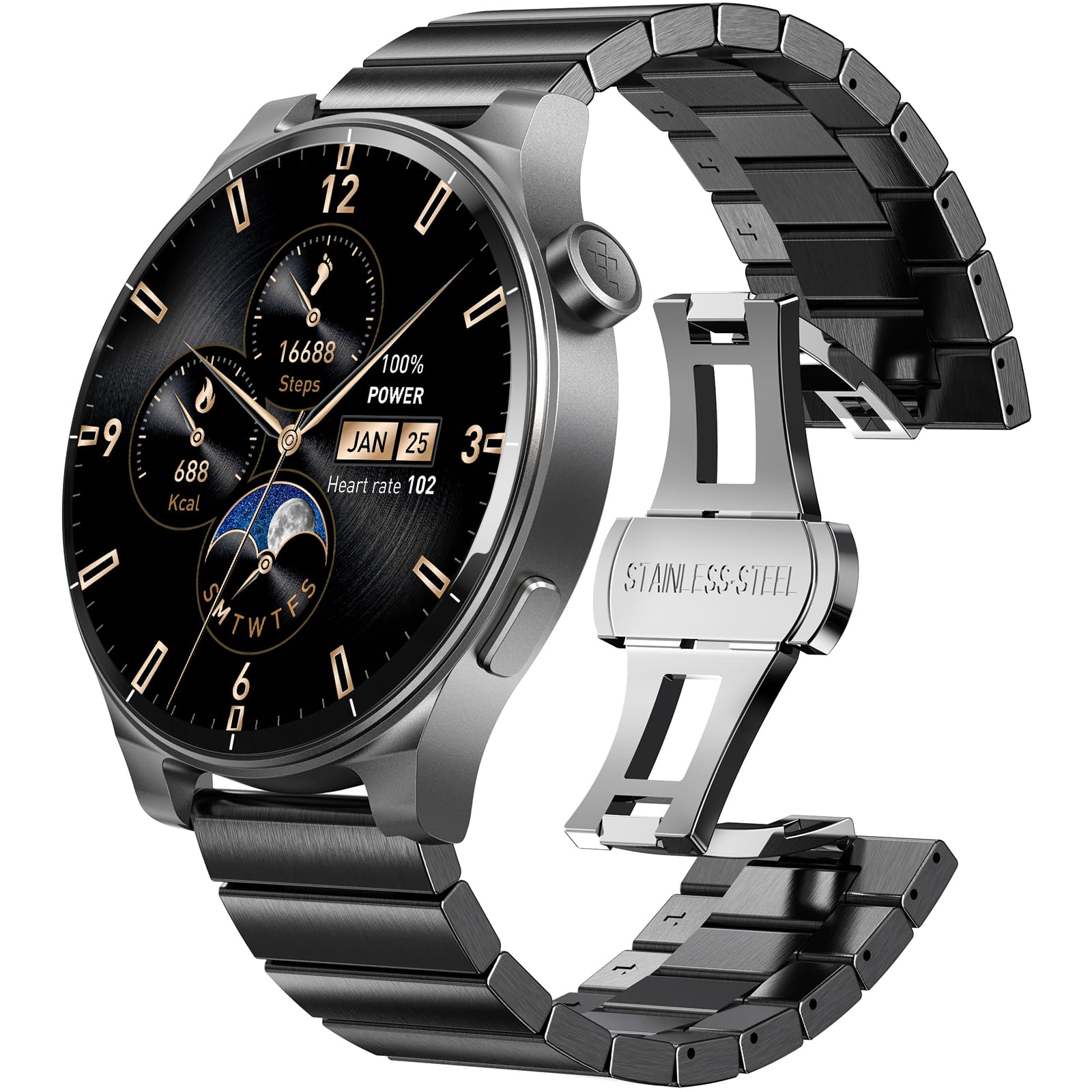 TOZO AMOLED S5 Smart Watch (Answer/Make Calls), 1.43" HD Screen for Men Women 100+ Sport Modes Fitness Watchs with Sleep Monitor, IP68 Waterproof, Stainless Steel Band