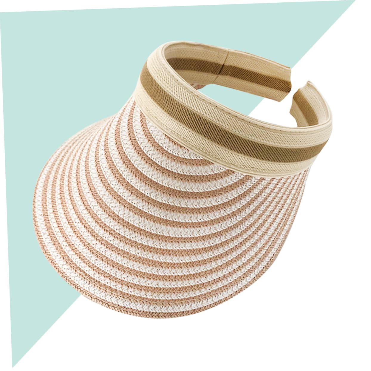 GALPADA Unisex Empty Top for Outdoor Summer Sun Block Hat Sun Visor Straw Material Khaki
