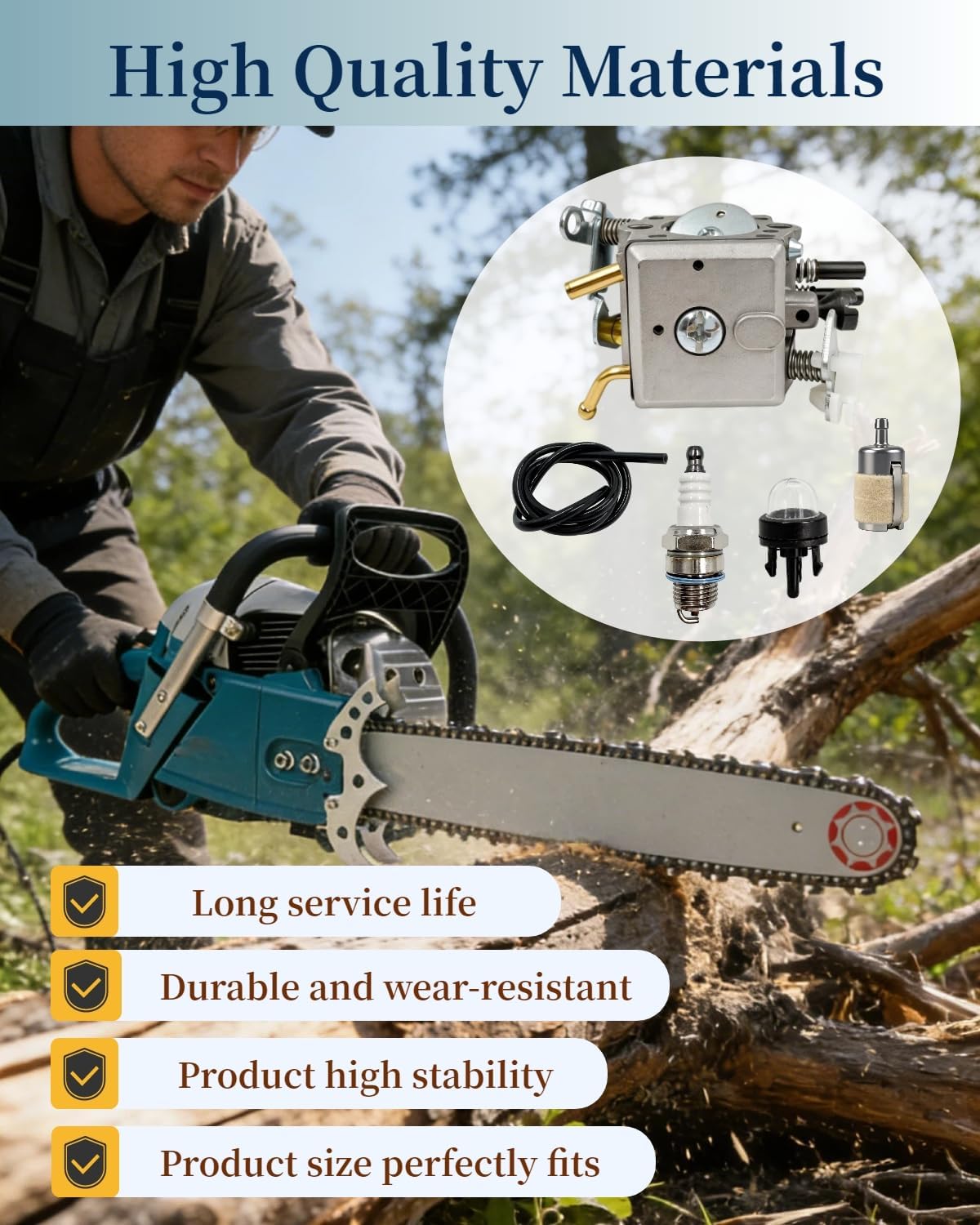 Carburetor Kit Fit for Dolmar PS-630 6300 6400 7300 7310 7900 7910, for Makita DCS6401 DCS6421 DCS7301 DCS7901 EA7300PR EA7900PR; for Zama C3M-DM18A Chainsaw w/Tune Up Kit