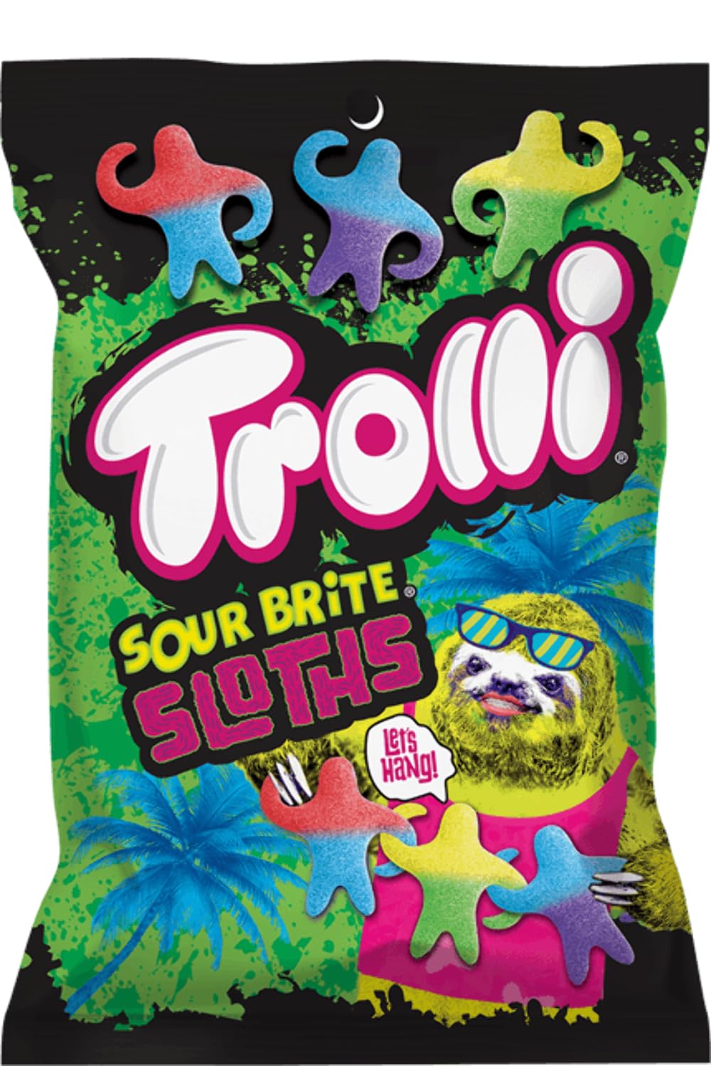 Trolli Sour Brite Sloths 4.25oz Bag, Gummy sour linkable sloths! (Original Version)