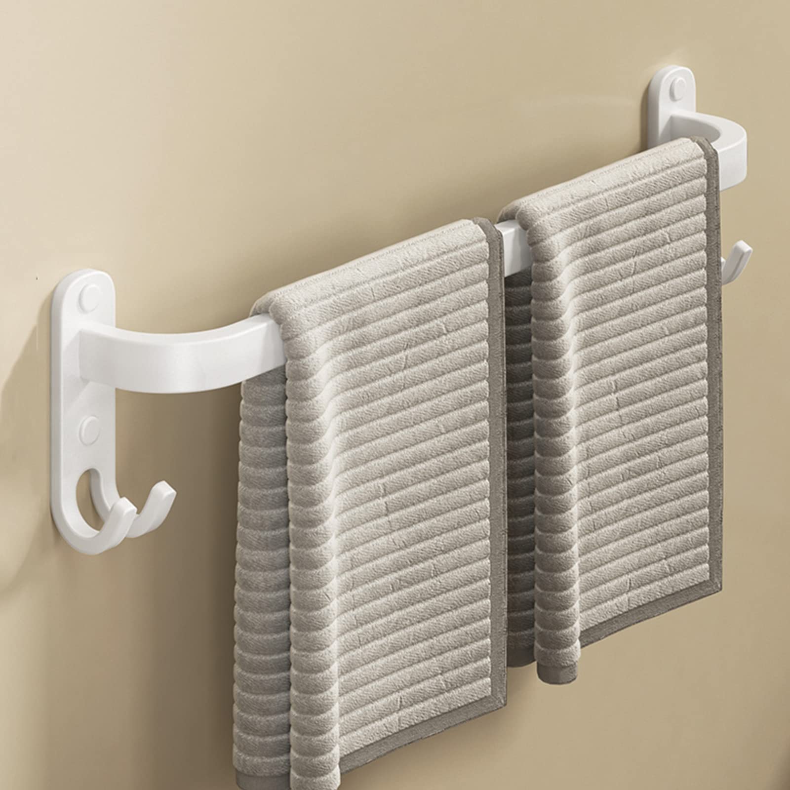 LMYSXAOZ Aluminium Towel Rail Self Adhesive, Rack Wall Mounted, Hand Holder Bathroom Rail, two-rod Rails with Hooks for Kitchen