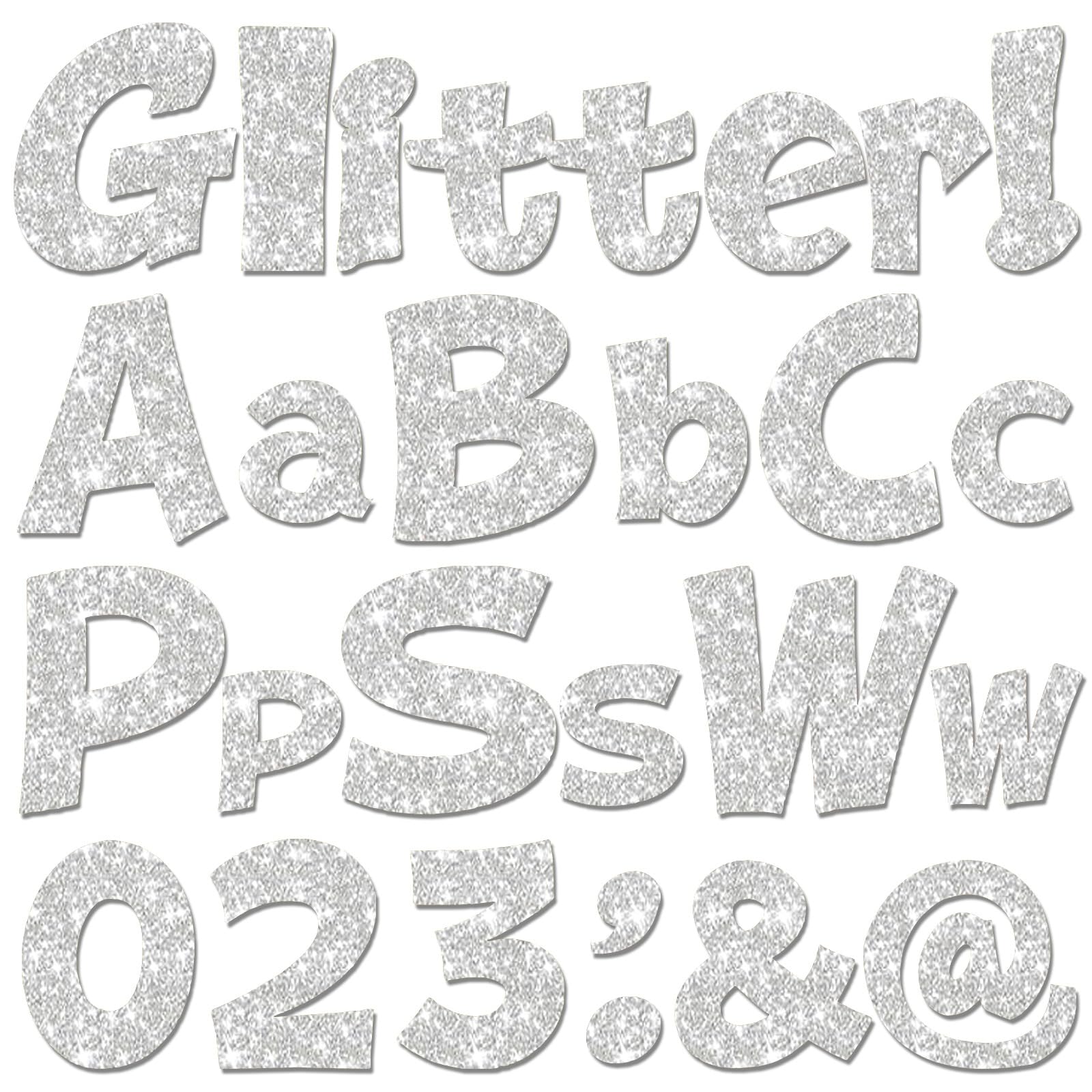 Colarr 144 Pcs Glitter Bulletin Board Letters for Classroom, Silver, 4 Inch