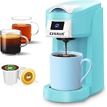 CHULUX Classic Single Serve Coffee Maker for K Cup, One Button Easy Coffee Machine for Office, RV, Travel and Dorm, Cyan