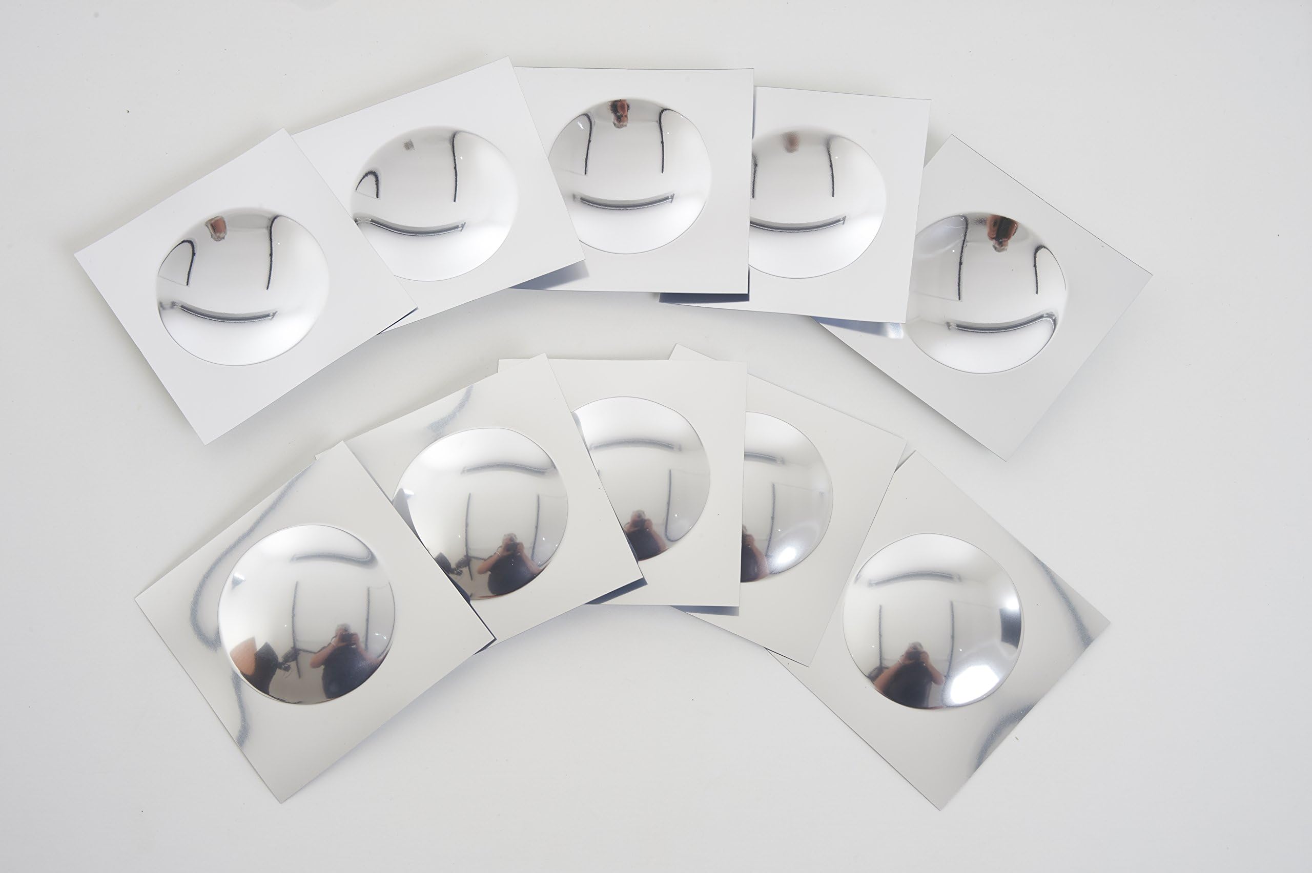 Double-Sided Convex/Concave Mirrors – Sensory Play Toys for Kids to Explore Reflection, Symmetry and Observation – Durable Plastic with Protective Film – 100mm – Pack of 10