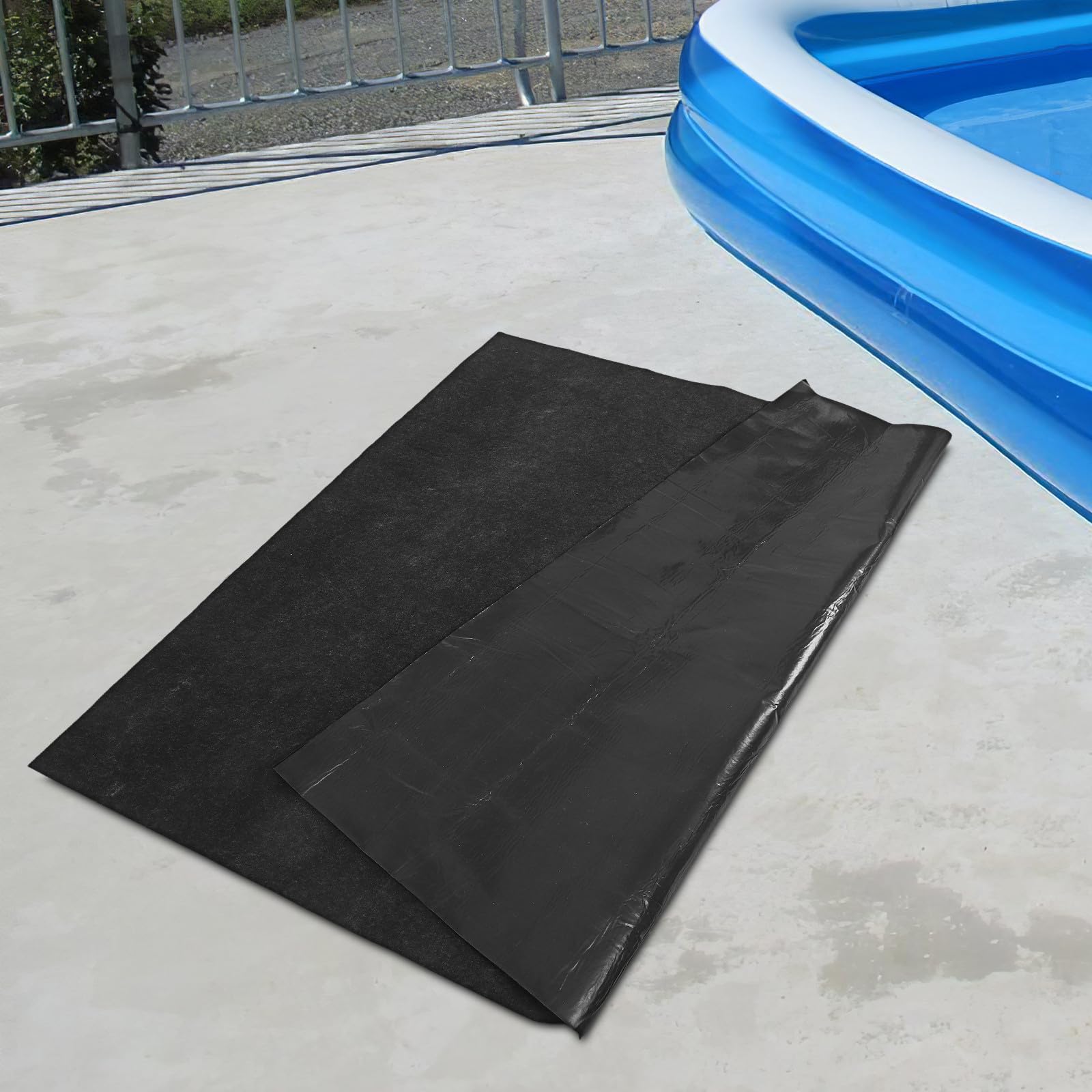 YARNOW Tapis de Spa au Sol 1 Pièce en Feutre PE Noir, Antidérapant