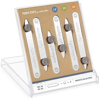 3-Pair Power Stays Magnetic Collar Stays by Würkin Stiffs | 3 Pair, 3 Sizes | Includes (2) 2.0” Power Stays, (2) 2.5” Power Stays and (2) 2.75” Power Stays | Gift for Men | As Seen on Shark Tank