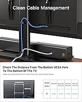 Vista 7 de PERLESMITH - Soporte universal para TV, soporte de mesa para televisores y monitores de 32 a 60 pulgadas, soporte de TV ajustable en altura que
