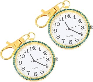 2 peças de relógio de bolso, acessórios de enfermagem para enfermeiras, colar de enfermagem, relógios de menino, relógio de enfermeira, broche, anéis de relógio, relógio de bolso, presente de bolso, chaveiro, liga de zinco, Dourado, 8X4CM, centímetro
