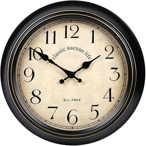 Miniatura 7 de Reloj de pared nórdico silencioso de 12 pulgadas, reloj de pared retro de metal para sala de estar, cocina, dormitorio, creativo, decoración de