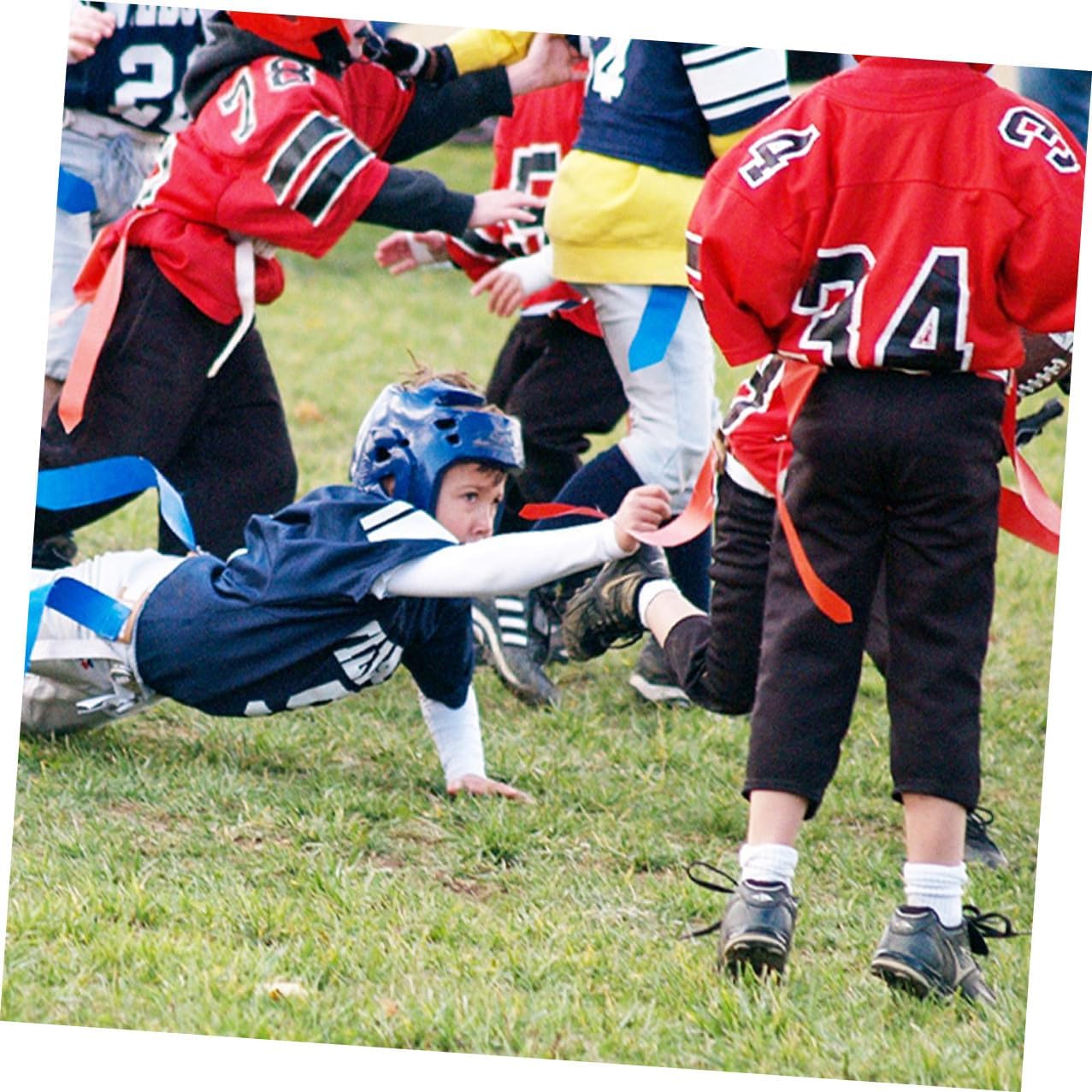 COHEALI Flag Football Belt Set Adjustable Rugby Waist Flags 10 White Belts 4 Markers Black Drawstring Bag for Youth Football Game Training Equipment