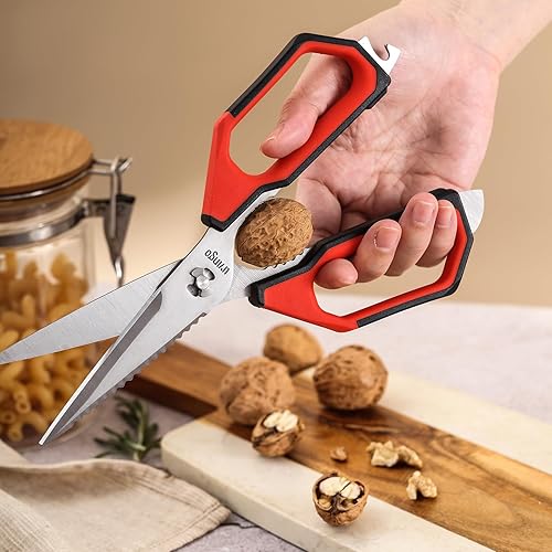 Miniatura 5 de LIVINGO Juego de tijeras de cocina multiusos, acero inoxidable resistente, tijeras de alimentos para cortar carne, verduras, aptas para