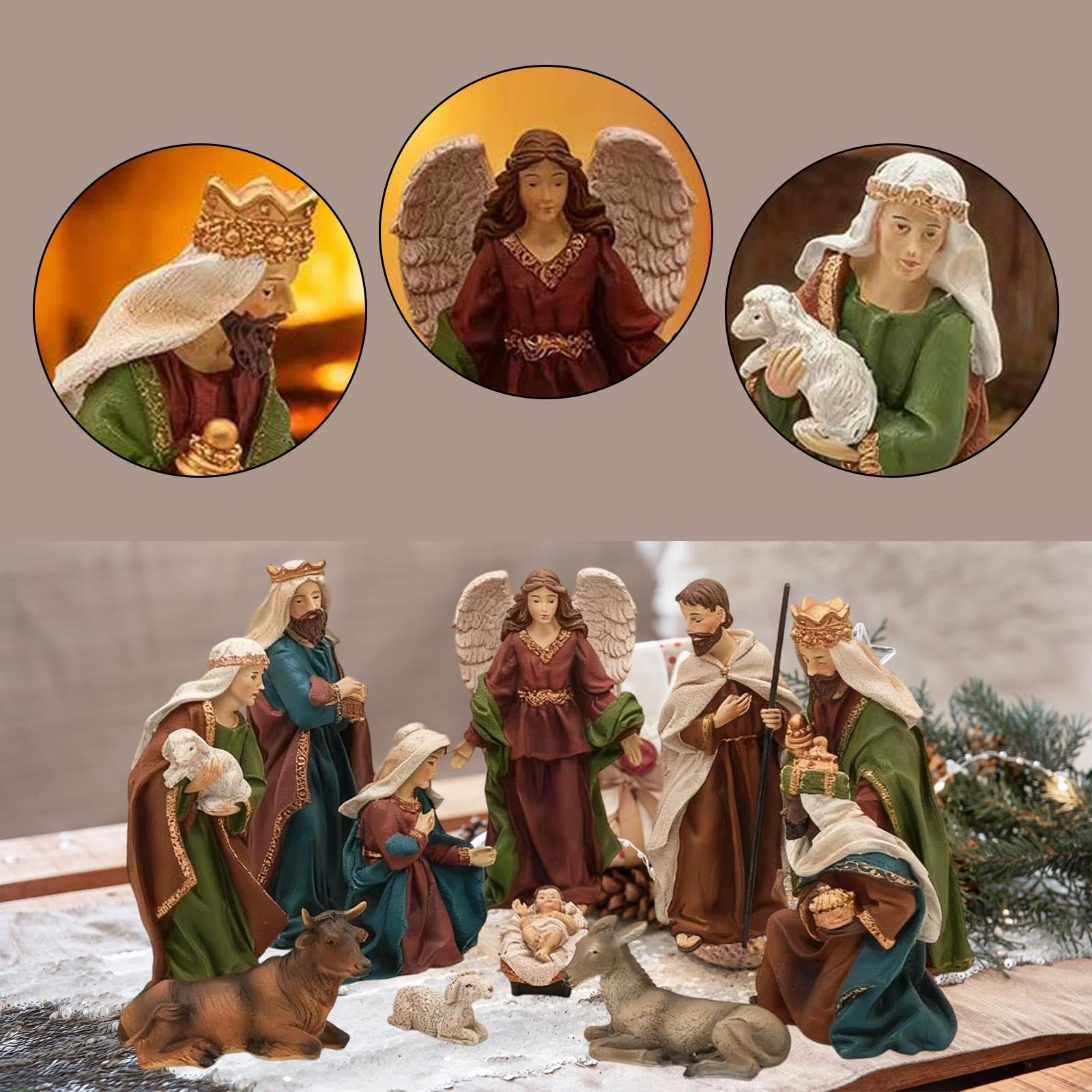 Ensemble de Figurines en Résine pour La Crèche de Noël, Statue de