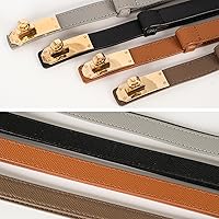 Vista 388 de Cinturón de cuero clásico con hebilla de metal para mujer con vestido de jeans Aah-negro-clásico