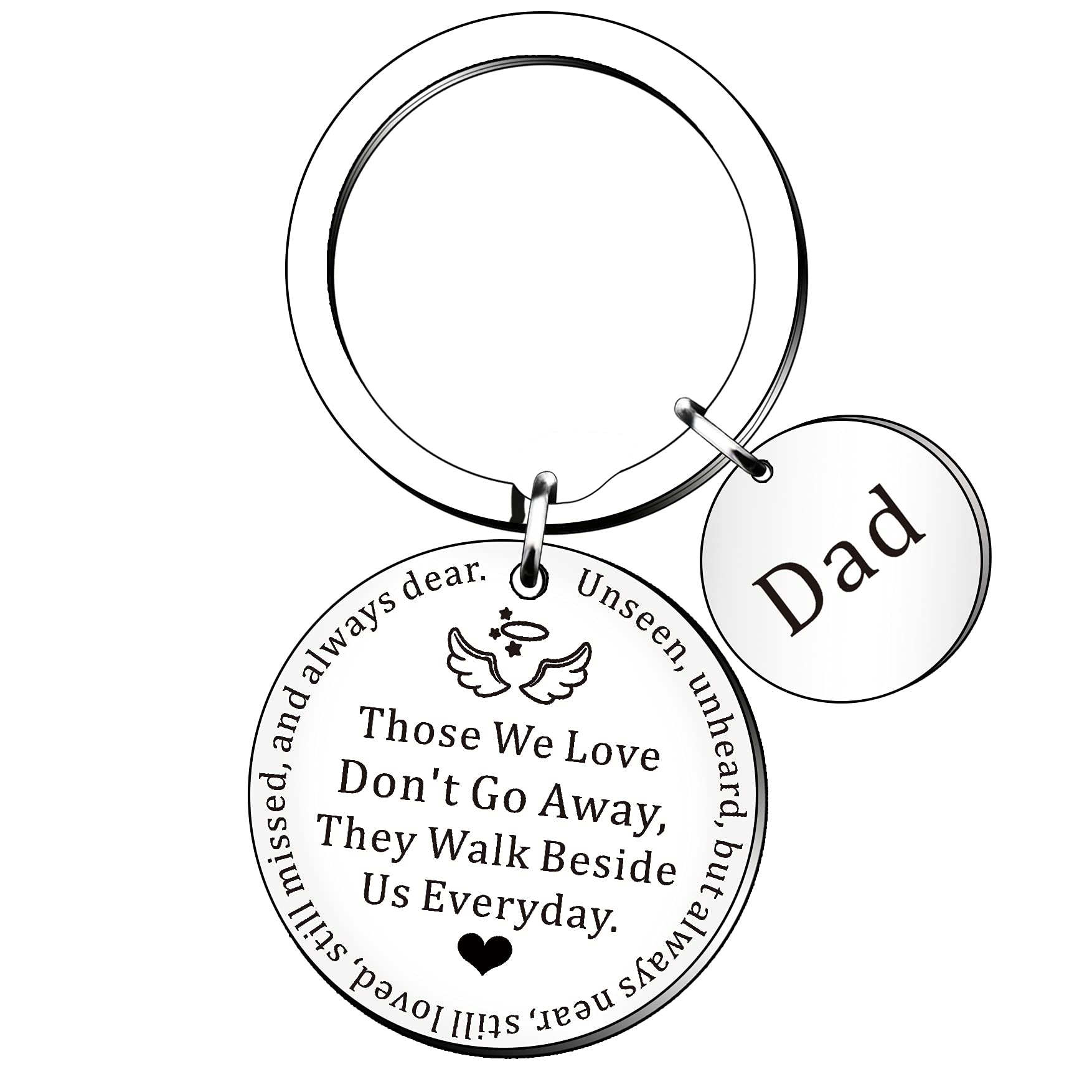 SMARGO Dad Memorial Keyring Gifts Smypathy Keychain Loss Of Father Fathers Day Angle Keychain Those We Love Don't Go Away They Walk Beside Us Everythday
