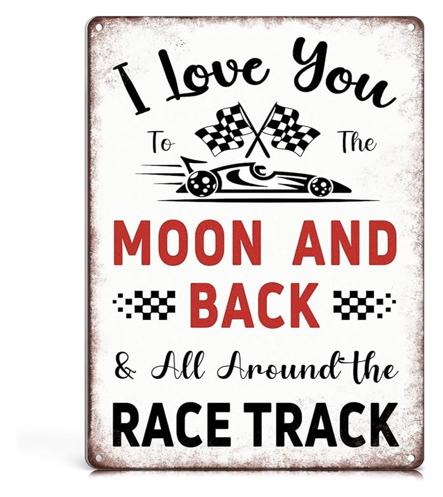 AUOQKQUT Vintage Aluminum Metal Tin Sign Racing Theme for Boys Room Nursery or Man Cave Decor 8 X 12 in