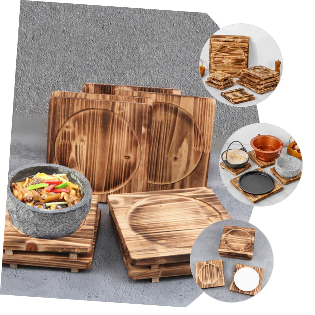 NUOBESTY Almohadilla Aislante de Madera Maciza para Cacerolas Base de Madera Resistente al Calor Accesorio de Cocina para Proteger Superficies Cocción