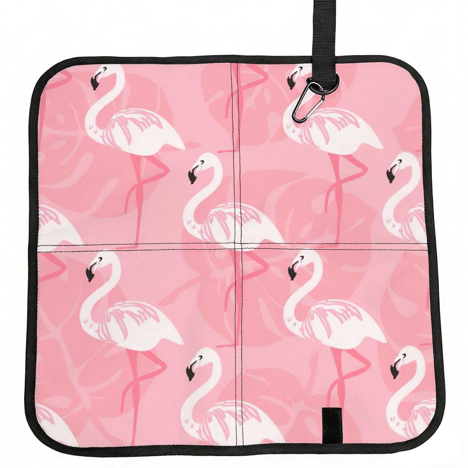 bghdfa Summer Flamingo Palm Leaves Print Outdoor Sitting Mat Waterproof Oxford Cloth Seat Cushion Folding Foam Camping Seat For Picnic
